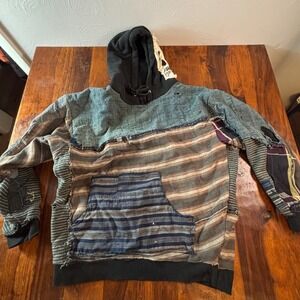 303 Boards Reworked Patchwork Skull Hoodie Mens Large Denver Skate Streetwear